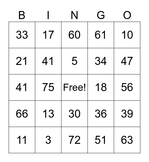 ASL 101 Wed 3/12 Bingo Card
