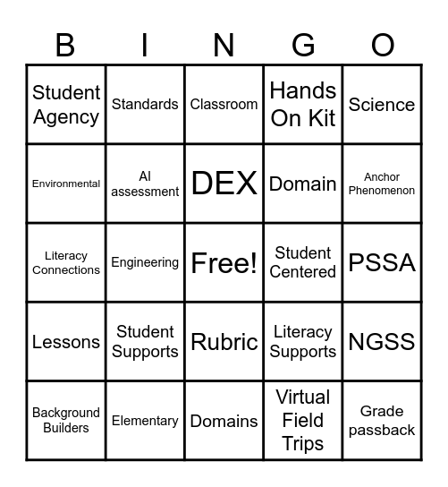 Waynesboro Science Bingo Card