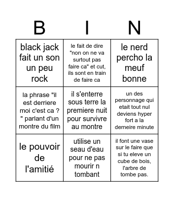 Minecraft the movie Bingo Card