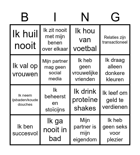 Manon Bingo Card