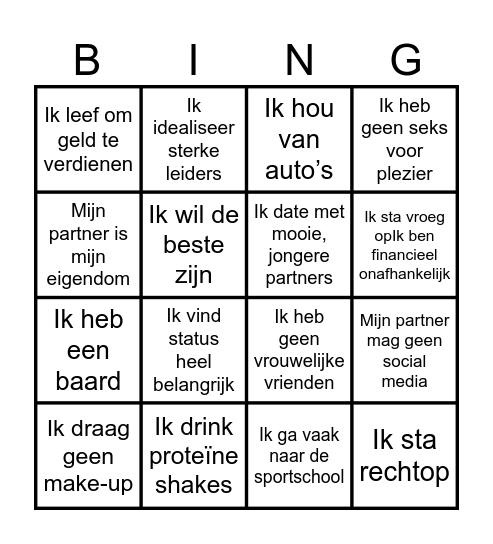 Mannen Bingo Card