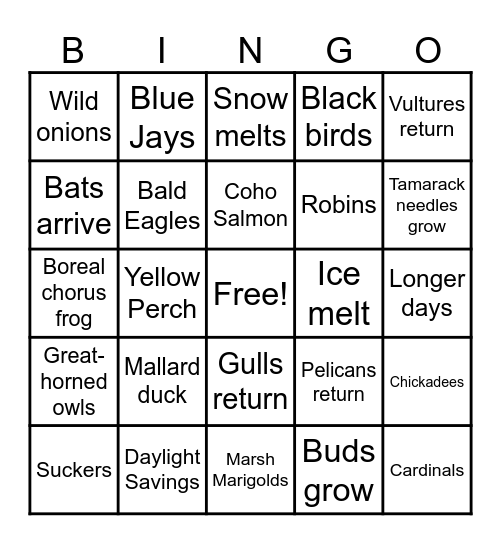 Spring Bingo Card
