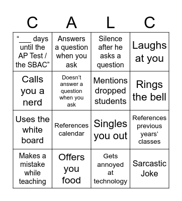 Garcia Bingo Card