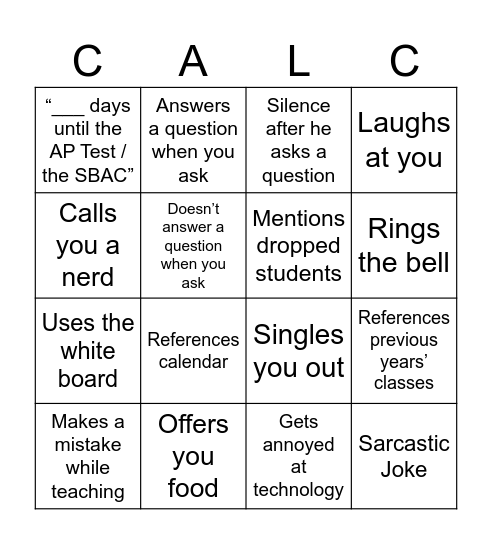 Garcia Bingo Card