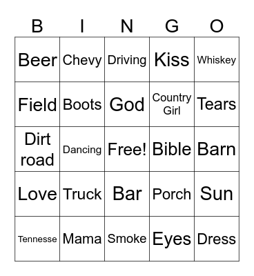 Country bingo Card