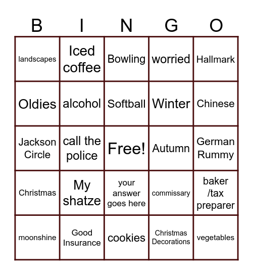Birthday Bingo Card