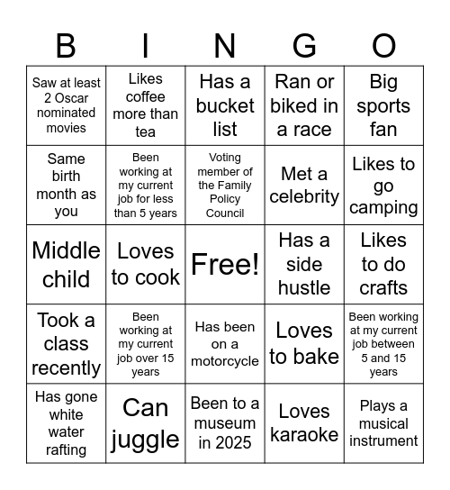 Family Policy Council Bingo Card