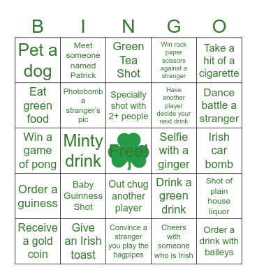 St Paddy’s Day Bingo Card