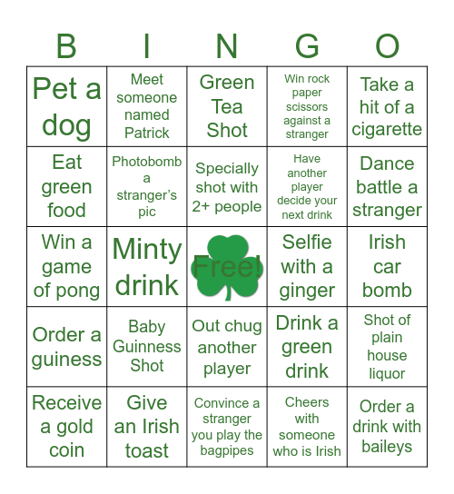 St Paddy’s Day Bingo Card