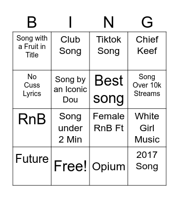 Spotify Bingo Card