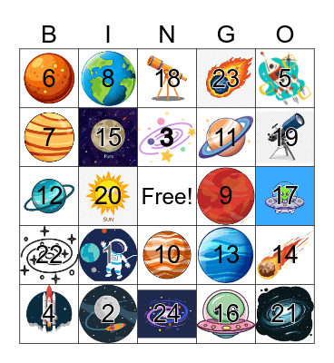 Space Bingo Card