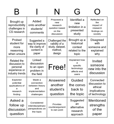 CS Research Discussion Group Bingo Card
