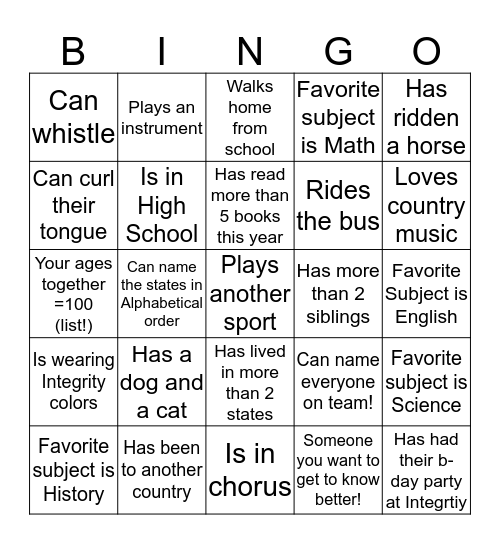 Bingo Card