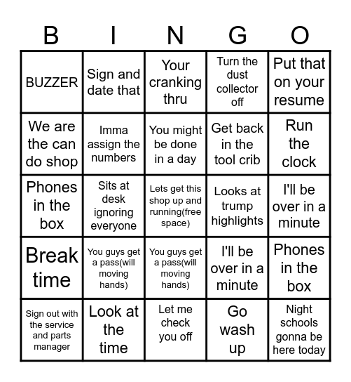 Mr Mgee Bingo Card
