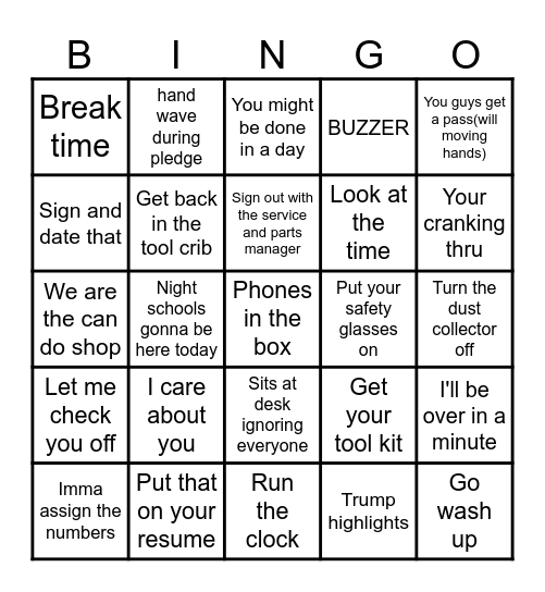 Mr Mgee Bingo Card