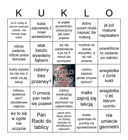 Kuklo Bingo Card