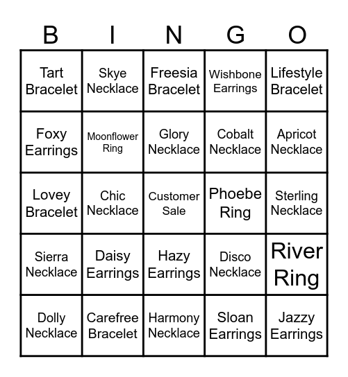 Park Lane BLINGO!! Bingo Card