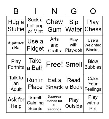 Coping Skills for Kids Bingo Card