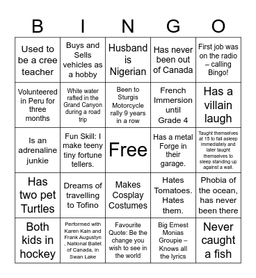 Ma Faamii Bingo Card