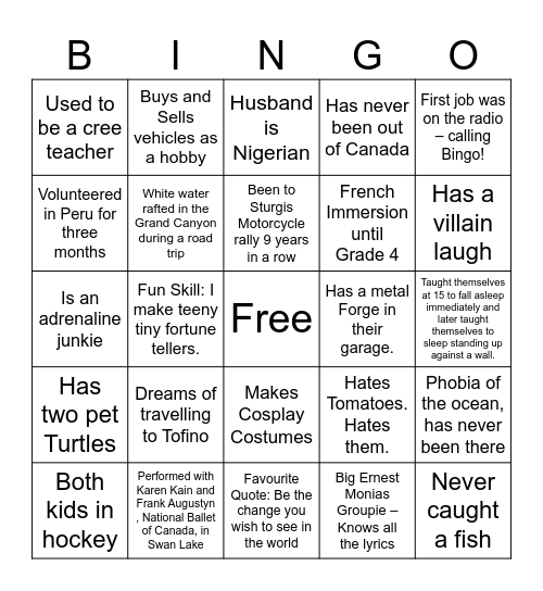 Ma Faamii Bingo Card
