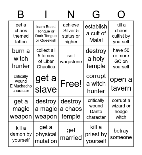 Degenerate Furry Bingo Card