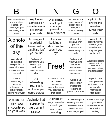 Walk it Out Bingo Card