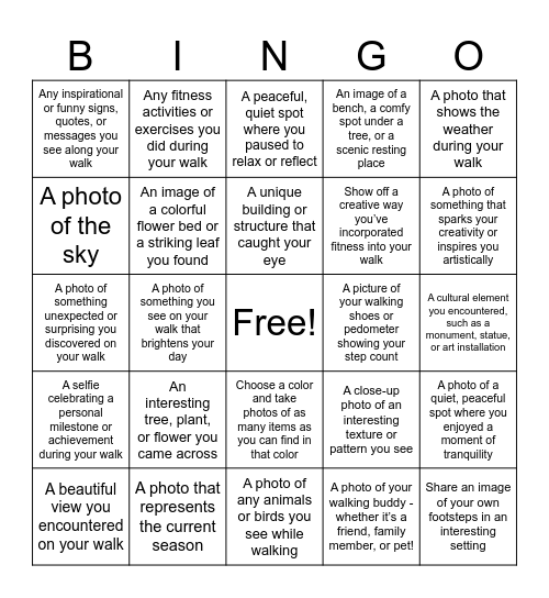 Walk it Out Bingo Card