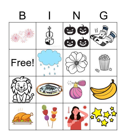 sense verbs Bingo Card