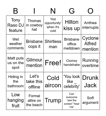 Conference Bingo Card