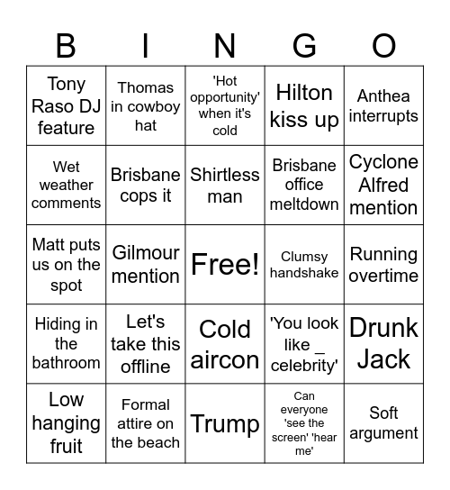 Conference Bingo Card