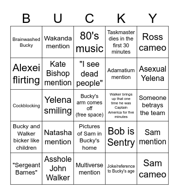 Thunderbolts Bingo Card
