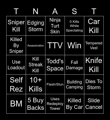 Todd's Warzone Bingo Card
