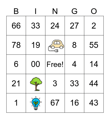 Earth Hour Bingo Card