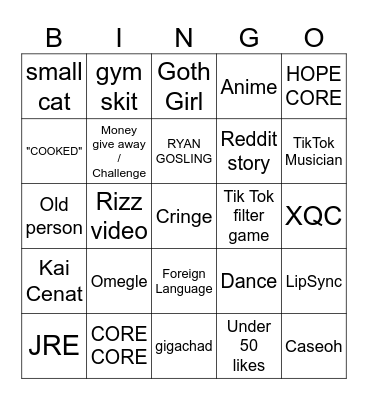 TikTok Bingo 2024 Bingo Card
