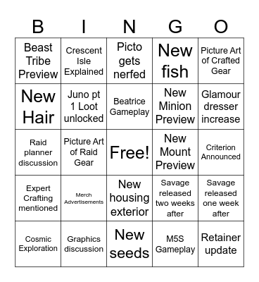 Live Letter pt 2 Bingo Card