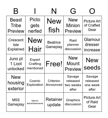 Live Letter pt 2 Bingo Card