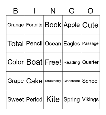 Long Vs Short Vowels Bingo Card