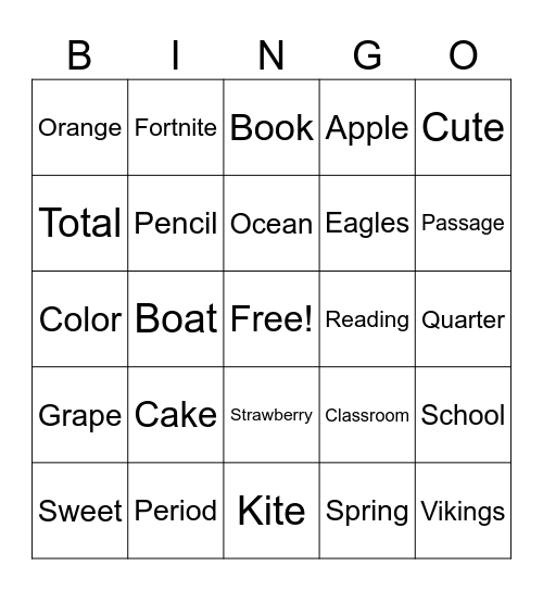 Long Vs Short Vowels Bingo Card