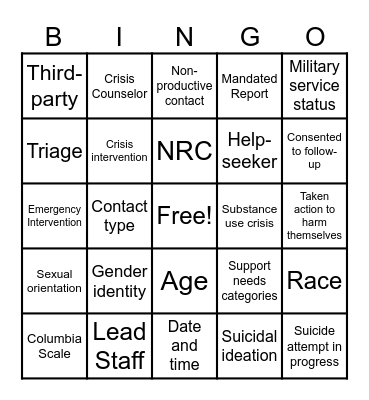 Back to the Basics Bingo Card