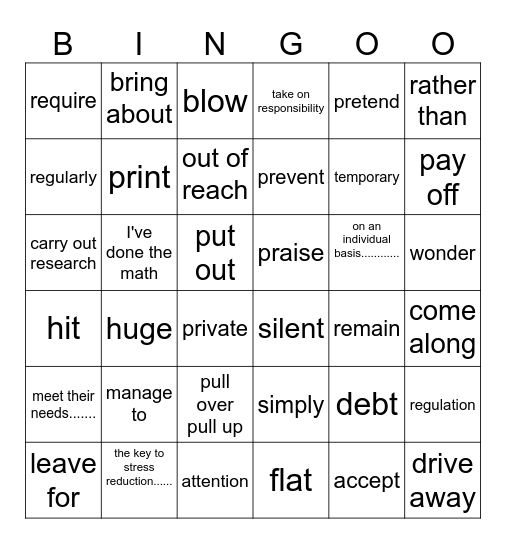 list 6 阅读6+1 P66-71 Bingo Card