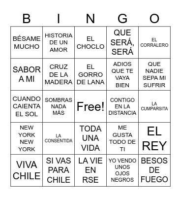 Bingo musical Bingo Card