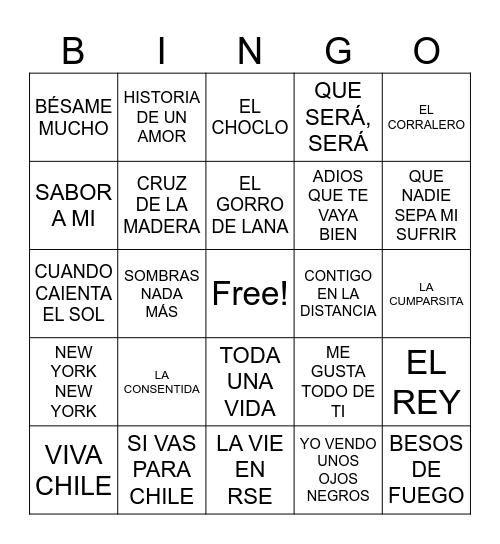 Bingo musical Bingo Card