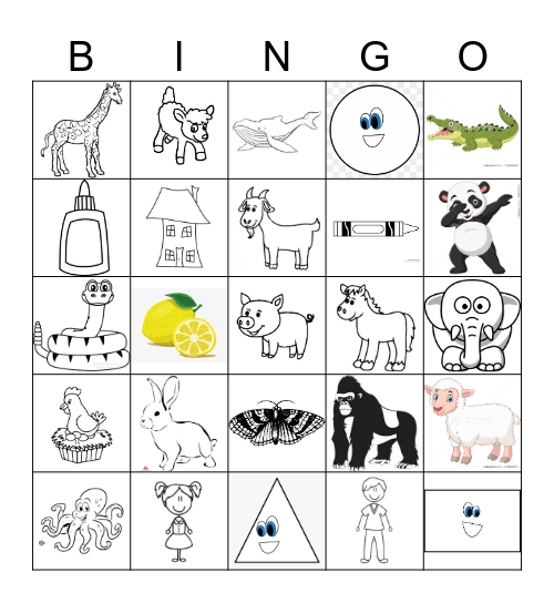 Family & Animals Bingo Card