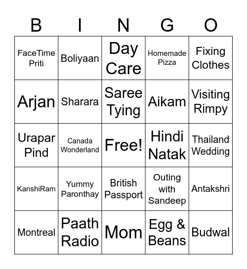 Surinder Pabla Bingo Card