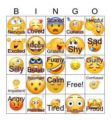 Feelings Bingo Card