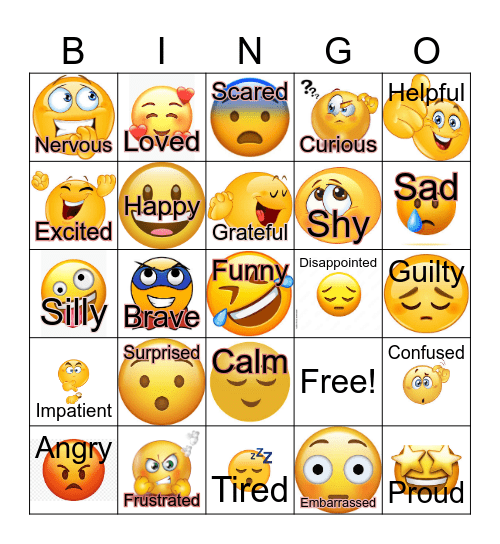 Feelings Bingo Card
