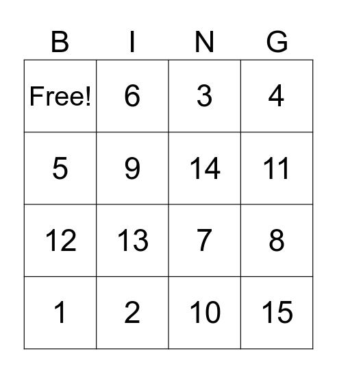 Bingo musical Bingo Card