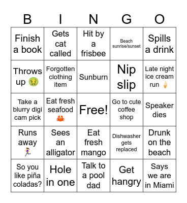 Spring Break 2025 :p Bingo Card