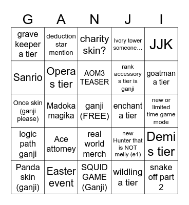 IDV! Bingo Card
