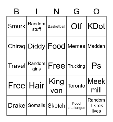 Unc’s tiktok bingo Card